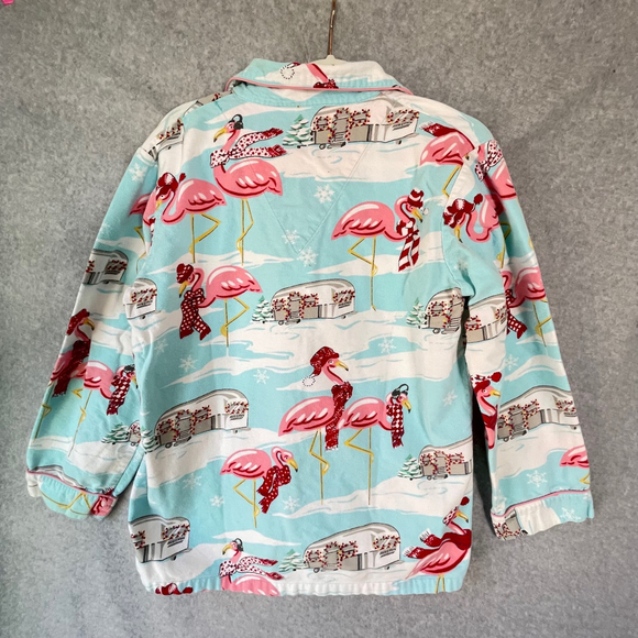 Nick & Nora Flamingo Holiday Pajama Set | Size M | Pink Blue Retro Loungewear - Picture 4 of 8